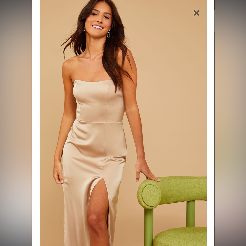 Vow’d SILKY SATIN TEAK DRESS - champagne